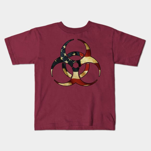 Biohazard US Flag Kids T-Shirt by ARTWORKandBEYOND